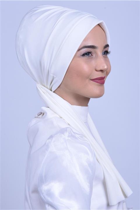 Nowa Scarf Büzgülü Bağlamalı Bone Ekru