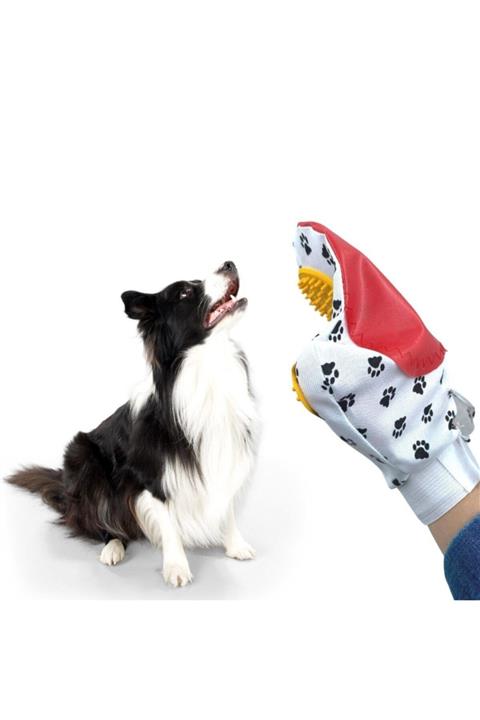 sinerjim Kedi Köpek Yıkama Tüy Açıcı Düğüm Çözücü Plastik Tımar Masaj Eldiveni El Fırçası