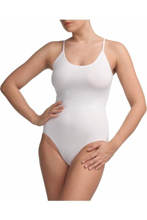 Seher Kadın Beyaz İp Askılı Kancalı Body 6lı