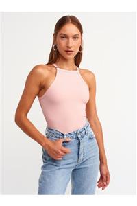 Dilvin 3804 Aksesuarlı Crop Top-pembe