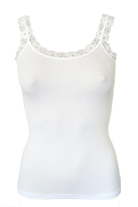 Malabadi Beyaz Kadın 1018 Askısı Güpürlü Mikro Modal Atlet