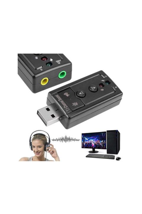 WOZLO 7.1 Usb Ses Kartı Harici External Usb Sound Kart Virtual 3d Çevirici