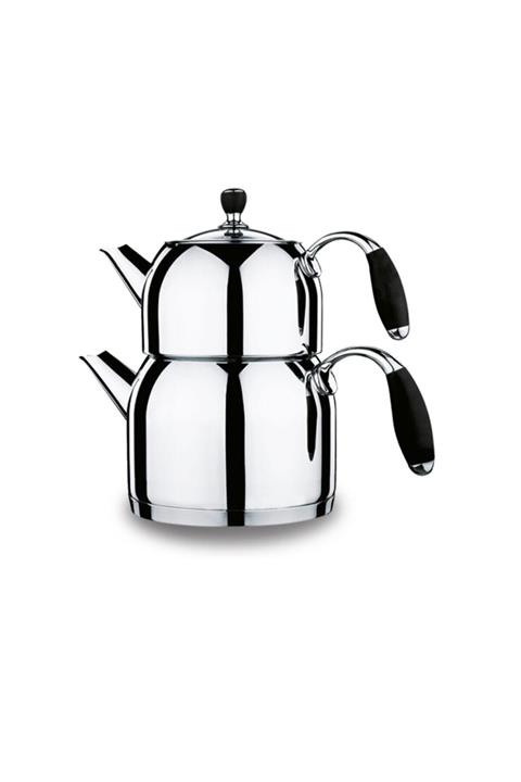 KORKMAZ A118 Flora Siyah Midi Çaydanlık Takımı