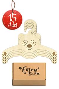 Enjoymydesign 15 Adet Panda Bebek Elbise Askısı Seti - Ahşap Çocuk Giysi Askılığı