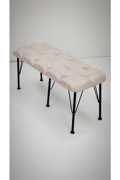 Yirmi15 Metal Ayaklı Babyface Puf & Bench Cream