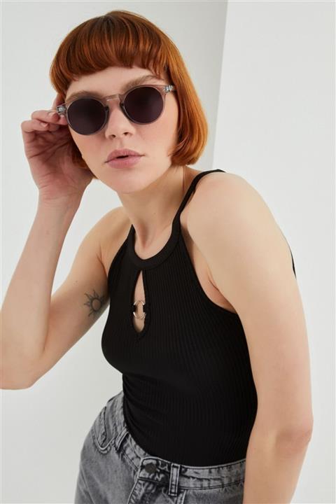 Z GİYİM Kadın Siyah Halter Yaka Likralı Crop