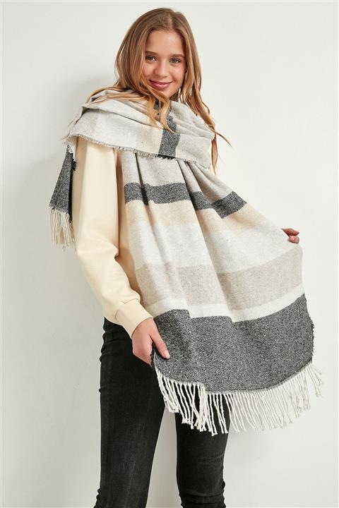 Luminos Butik Kadın Desenli Siyah Şal