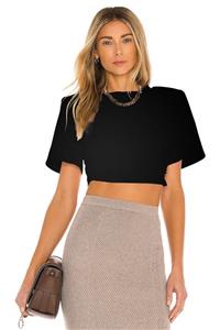 By Kul Design Kadın Siyah Yanı Büzgülü Ipek Jarse Crop Top