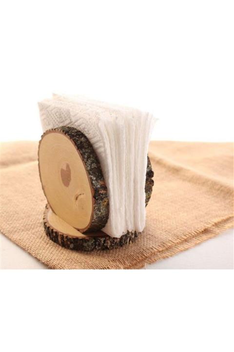 Ahşap Pusula Kütük Dilim Peçetelik Doğal Ahşap Peçetelik