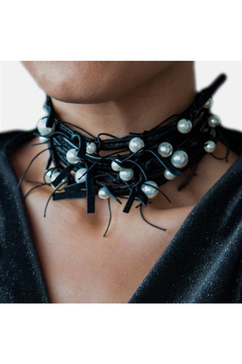 Bayemeyc Pellis Deri Choker Kolye