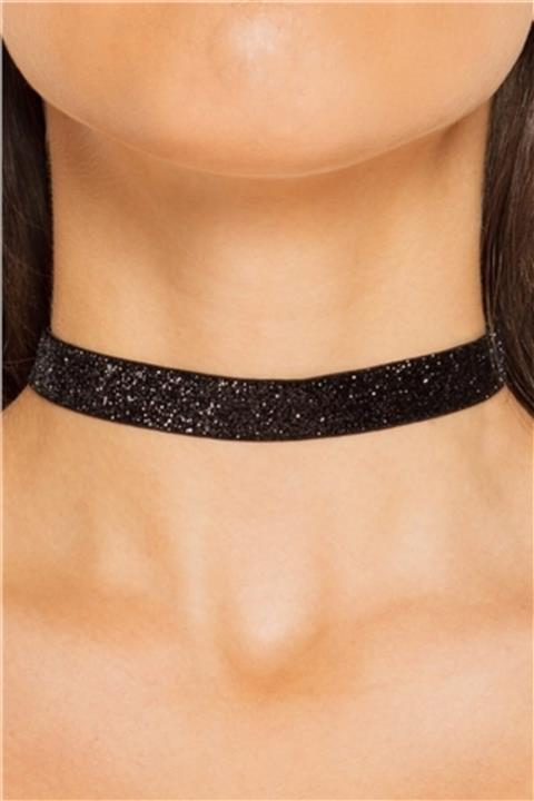 Nishstyle 1 Cm Siyah Simli Kadın Choker Kolye