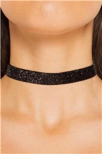 Nishstyle 1 Cm Siyah Simli Kadın Choker Kolye