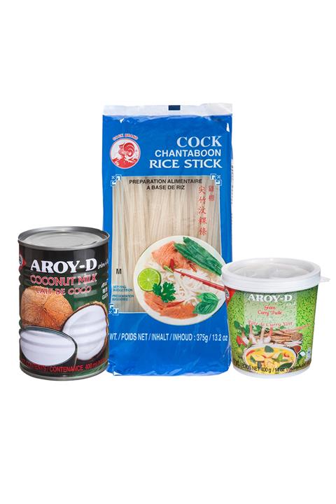 Aroy D Hindistan Cevizi Sütü 400 ml Yeşil Köri Ezmesi 400 gr  Pirinç Çubuğu 3mm 375gr
