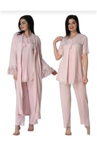 Effortt Kadın Pembe Lohusa Pijama Takımı Ve Sabahlık