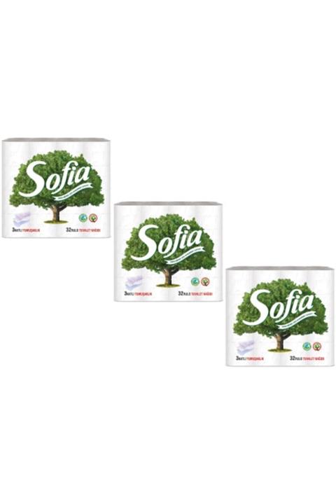 Sofia 32 Rulo Tuvalet Kağıdı 3 Paket 96 Rulo (KOKUSUZ)