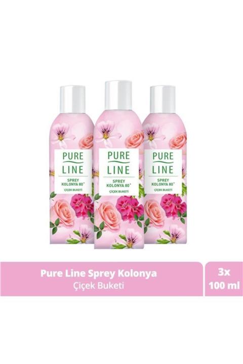 Pure Line Çiçek Buketi 80 ° Sprey Kolonya 100 Ml X3