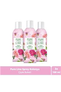 Pure Line Çiçek Buketi 80 ° Sprey Kolonya 100 Ml X3