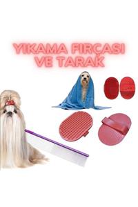 Ürün Gezegeni Pratik Plastik Kedi Köpek Temizlik Bakım Yıkama Aleti Fırçası Ve Köpek Tüyü Tarağı Seti