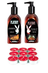 Playboy Aroma Terapi Spa Mum Hediyeli Çilek Aromalı Isıtıcılı Vücut Masaj Yağı 120 Ml 2 Adet