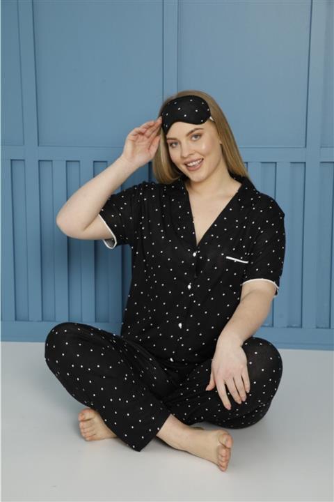 BERİN HOMEWEAR Kadın Ultra Ince Pamuklu Büyük Beden Kısa Kollu Pijama Takımı