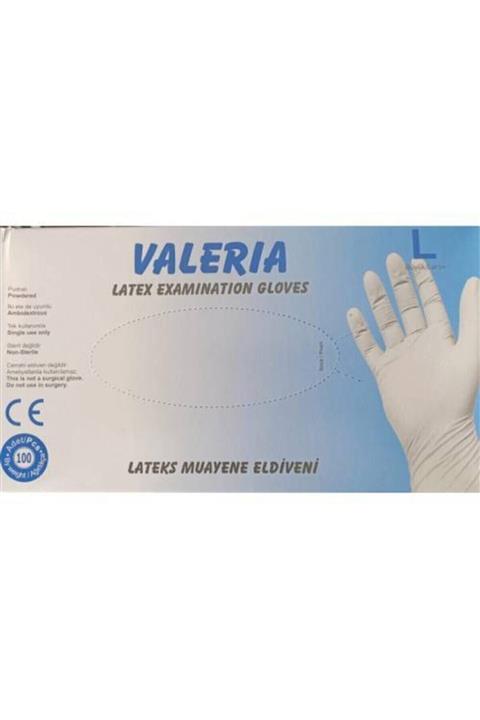 VALERIA Beyaz Lateks Pudralı Muayene Eldiveni Large