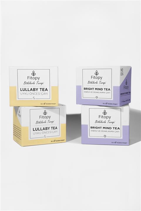 Fitopy 4'lü Paket / 60’lı Lullaby Tea & Bright Mind Tea Fonksiyonel Süzme Poşet Bitki Çayı