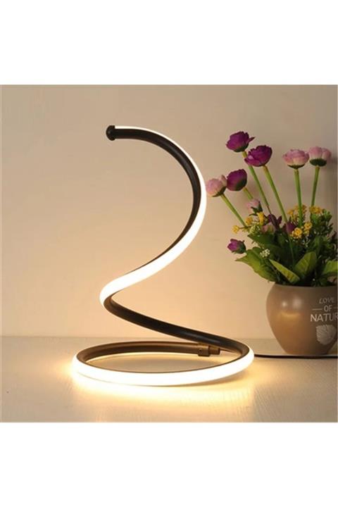 Sinem Avize Rozella Günışığı Ledli Siyah Masa Lambası Abajur