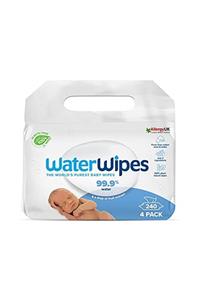 WaterWipes Bebek Mendilleri 4x60'lı Paket Hassas Yeni Doğan Biyobozunur Kokusuz, %99,9 Su