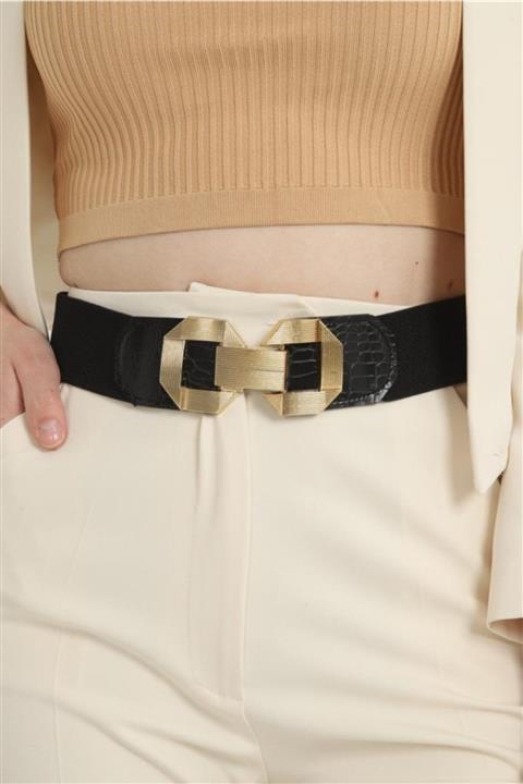 Fiori Metal Gold Tokalı Lastikli Kemer