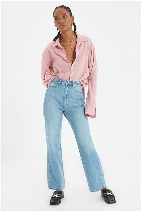 TRENDYOLMİLLA Mavi Yüksek Bel 90's Wide Leg Jeans TWOAW22JE0249