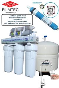 Pw Purewater Dow Filmtec 12 L Çelik Tanklı 9 Aşamalı Mineral Su Arıtma Cihazı