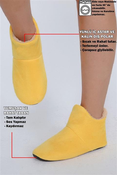 Beyond Ev Botu Içi Yünlü Yumuşak Taban Unisex Pwr Panduf Sarı