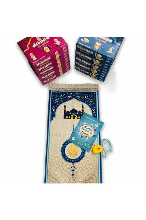 İkranur Eğitici Namaz Seti Ve Çocuk Seccadesi - Mavi