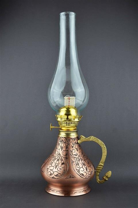 AHCAHOME Işlemeli, Motifli Bakır Gaz Lambası