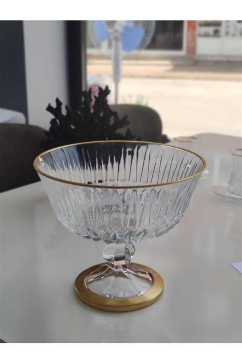 WARRANTY KITCHEN Cam Asitli Kesme Sunumluk Kase Gold