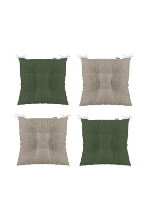 Nerotex 4'lü Kombin Pofidik Kare Sandalye Minderi 40 X 40 Cm Haki Bej