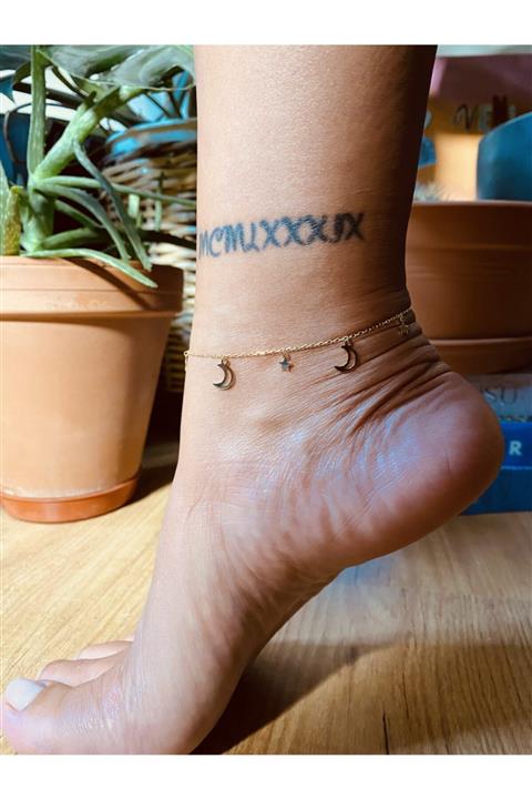 Noia Silver Gold Ay Yıldız Figürlü Gümüş Halhal