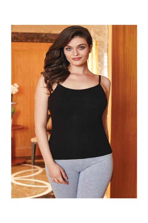 Berrak Kadın Siyah İp Askılı Likralı Atlet ELF568BER2128