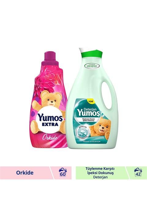 Yumoş Extra Orkide Konsantre Yumuşatıcı 1440 ml ve  Hassas Giysiler Için Deterjan 2520 ml