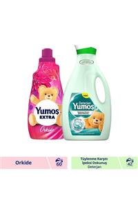 Yumoş Extra Orkide Konsantre Yumuşatıcı 1440 ml ve  Hassas Giysiler Için Deterjan 2520 ml