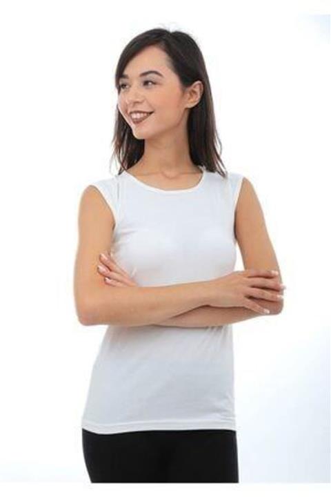 KOTA Kadın Beyaz Sıfır Kol Body Atlet