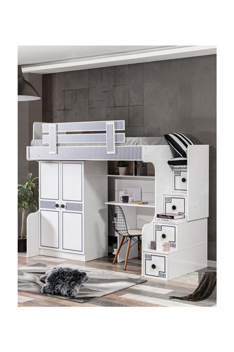 Setay Ranza Çizgi Dolap Çalışma Masalı Ranza Takımı