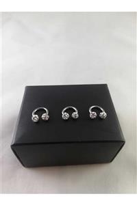 Takıparkxs Kadın 316l Cerrahi Çelik Üçlü Set (6mm) Shambala Taşlı Septum Piercing