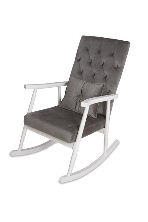 Asedia Trend Beyaz-gri Kapitoneli Sallanan Sandalye