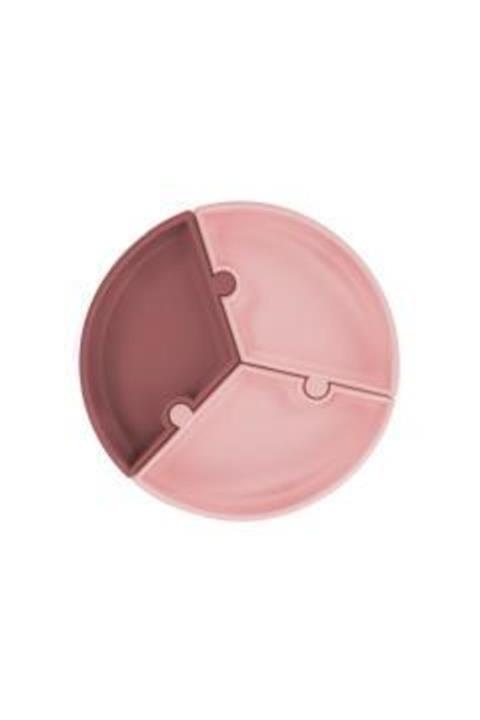 Oioi Puzzle Vakum Tabanlı Silikon Tabak Pembe Bordo