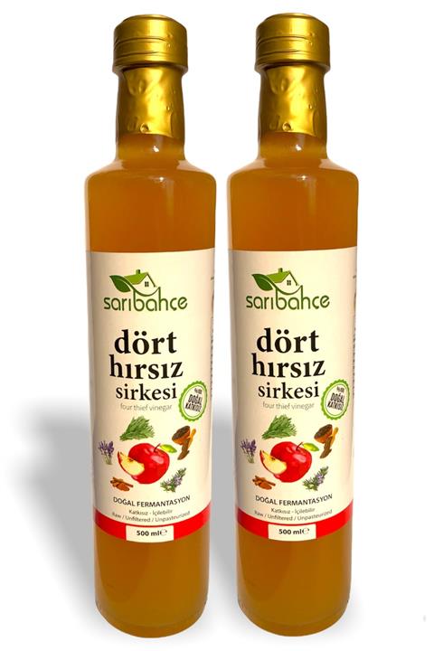Sarıbahçe Dört Hırsız Sirkesi 500 Ml - 2li Paket Doğal Fermente