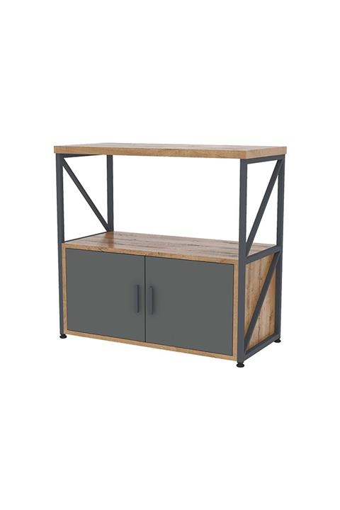 Uzay Ofis Metal Ofis Dolabı Kitaplık Raf Line 006 Kafkas Meşe-antrasit