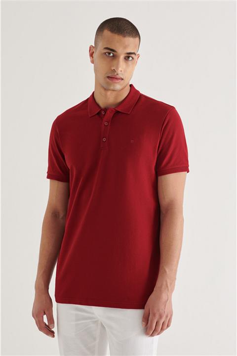 Avva Erkek Bordo Polo Yaka Düz T-shirt A11b1146