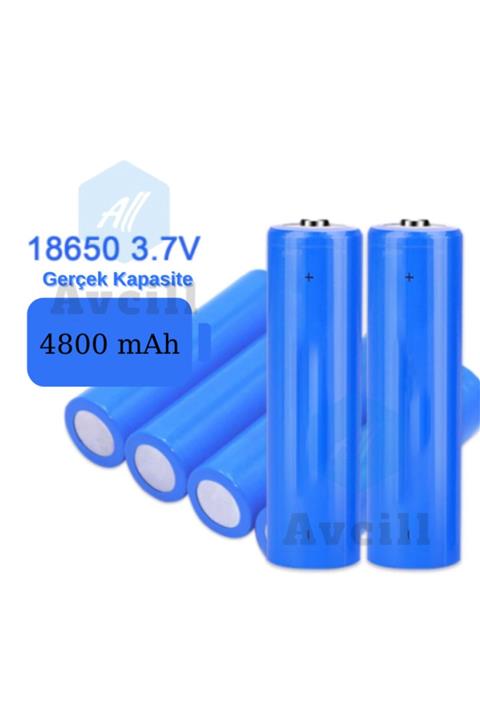 All Avcill Şarjlı Pil 18650 3.7v 4800 Mah Şarj Edilebilir Li-ion El Feneri Pili (1 Adet)