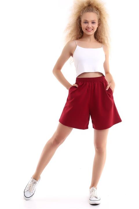 pickone Kadın Bordo Cepli Basic Şort